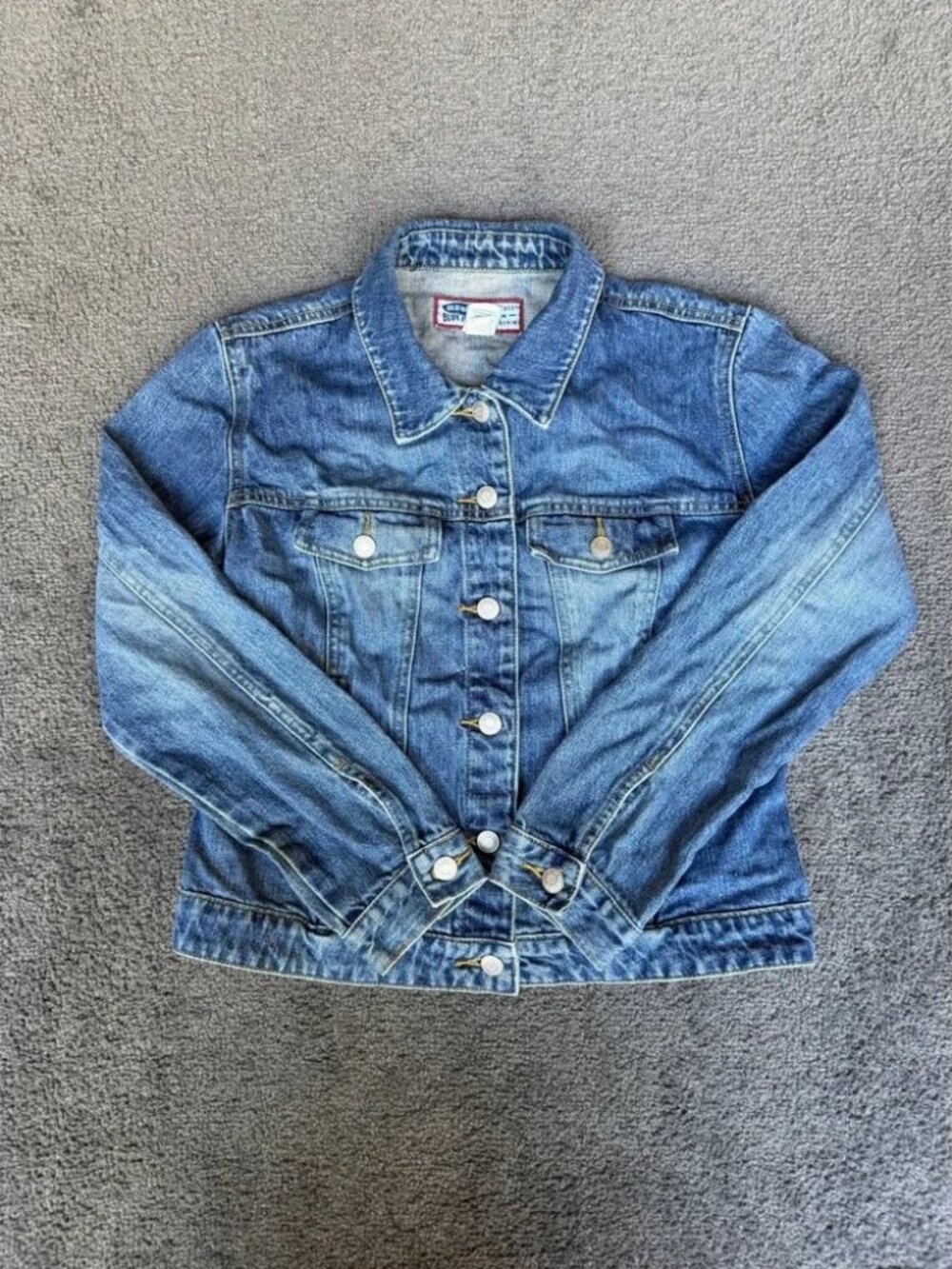 Old Navy Blue Jeans Denim Trucker Jacket Medium Wash Cotton Blue 403725